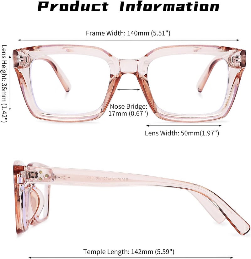COASION Classic Non-prescription Clear Lens Eyeglasses for Women Thick Square Frame Eyewear - Image 4